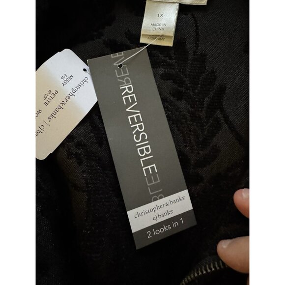 CJ Banks Christopher Banks Purple Zip Blazer Jacket 1X Tapestry Reversible NWT - Picture 11 of 14